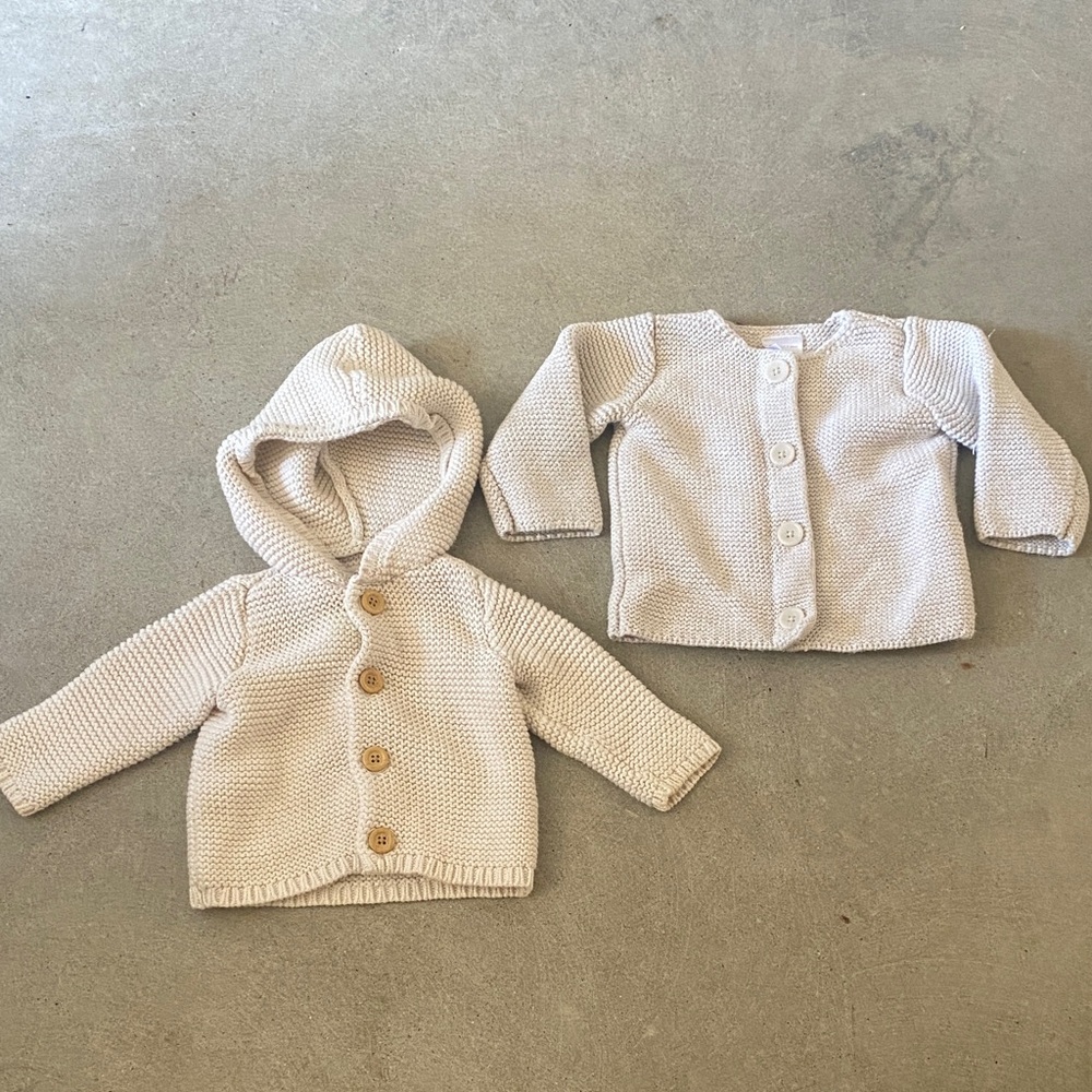 Organic cotton baby sweater bundle 3-6 mo